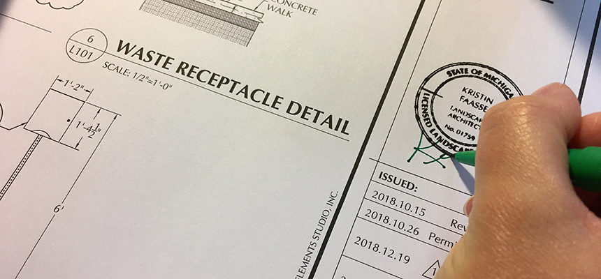 Signing and Sealing a landscape architecture drawing